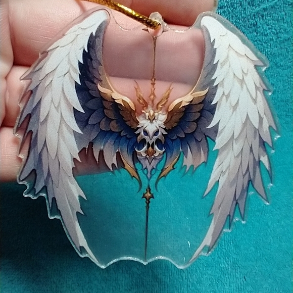 Angel feather rear view mirror wall hanger white purple brown gold - Picture 1 of 3